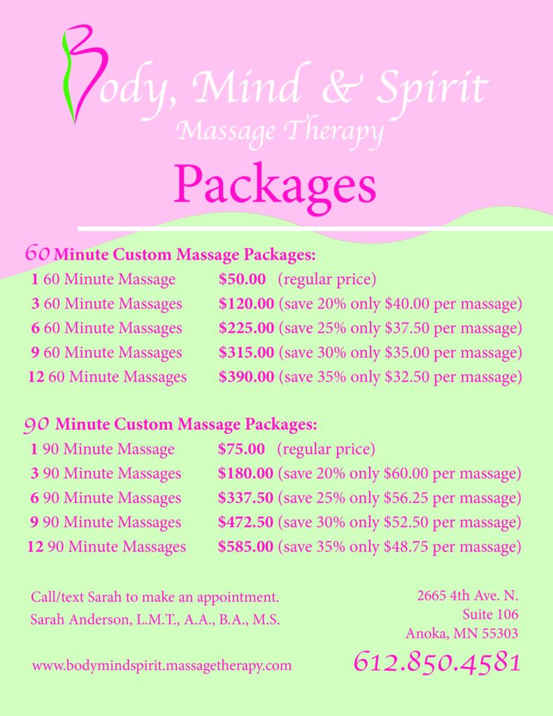 Massage Packages Bodymindspiritmassagetherapy